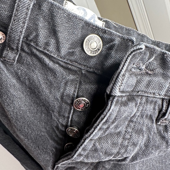 👖Free People Black Button Fly Mom Jeans Boyfriend Size 24 - Picture 3 of 5